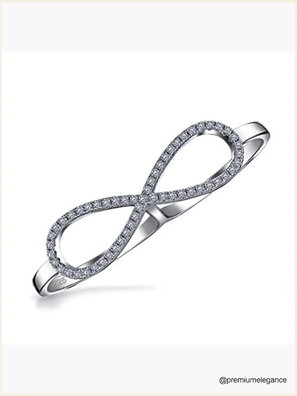 Sterling Silver Infinity Double Finger Swirl CZ Statement Ring Size 8